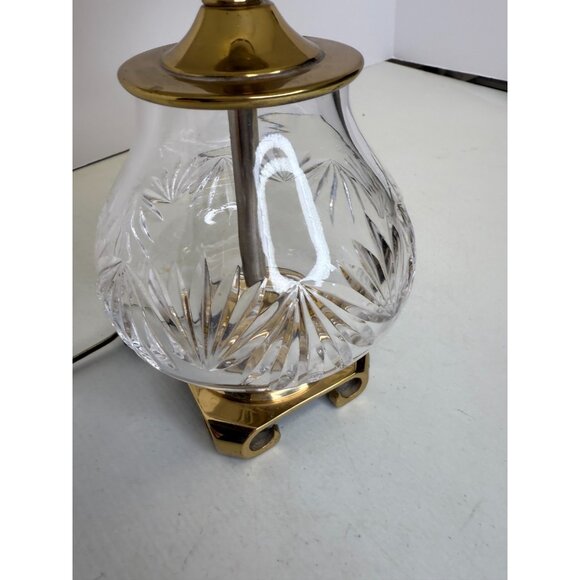 Waterford Cut Crystal Table Lamp with Solid Brass Footed Base + Shade - Picture 4 of 16